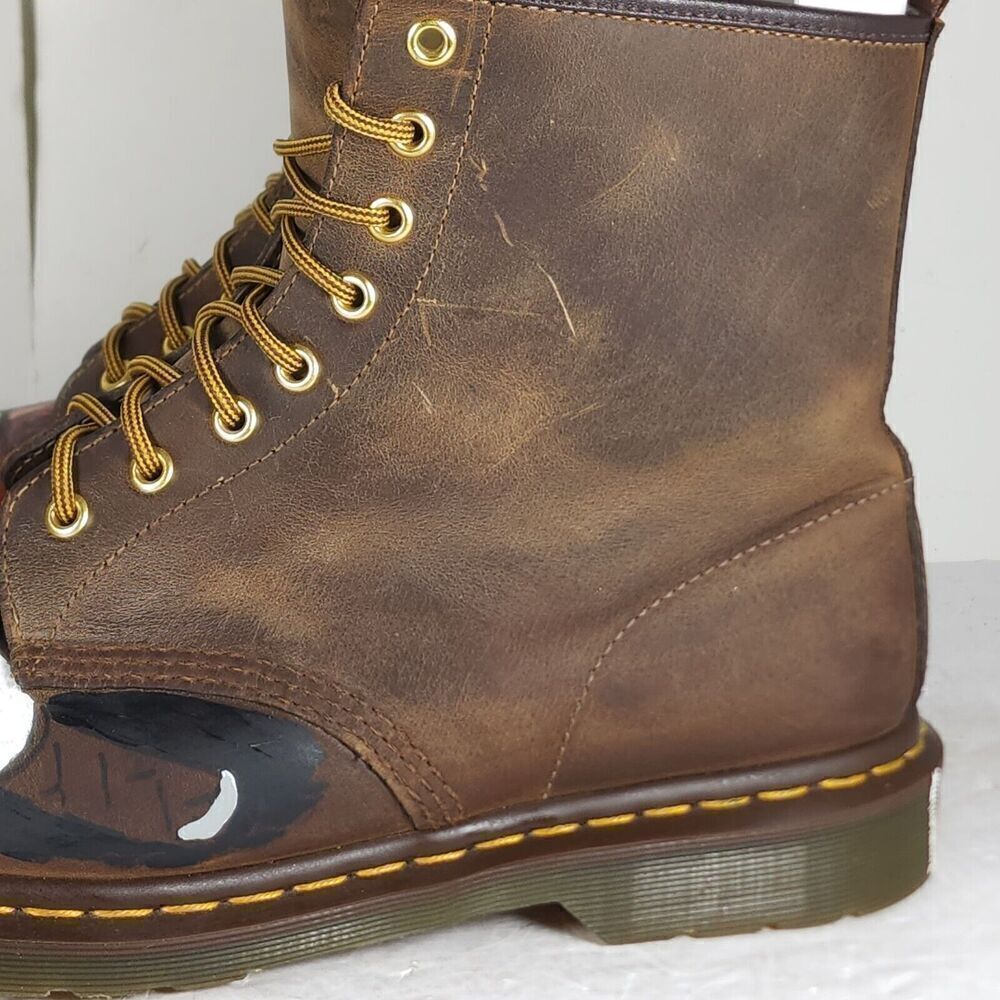 Dr.Martens Men's 1460 US12 Crazy Horse Leather Hand Painted LaceUp Combat Boots - Picture 3 of 14